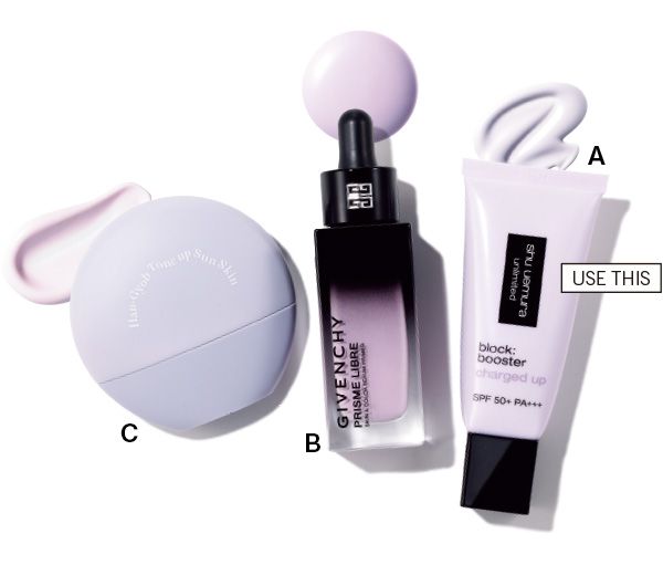 【A】アンリミテッド ブロック：ブースター アドバンスト 【B】プリズム・リーブル・ケア＆カラー・セラム・プライマー 【C】KAHI ハンギョプ トーンアップ サンスキン