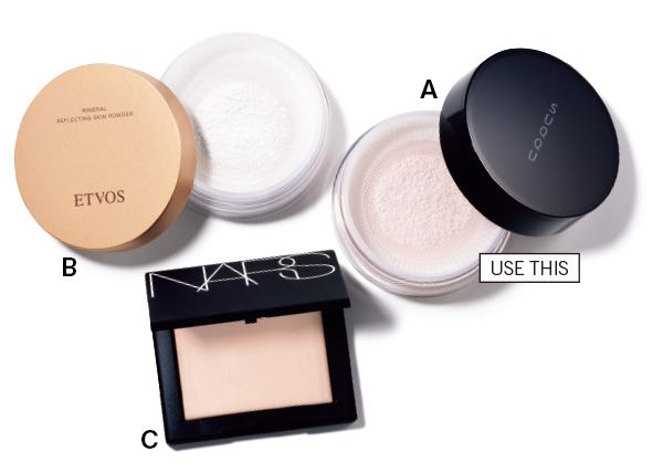 【A】シアー ルース パウダー e 【B】ミネラルリフレクティングスキンパウダー 【C】ライトリフレクティングセッティングパウダー プレスト N