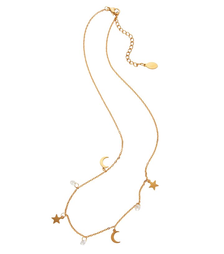 華奢にきらめく星と三日月モチーフが大人可愛いアネモネのプチプラネックレス。