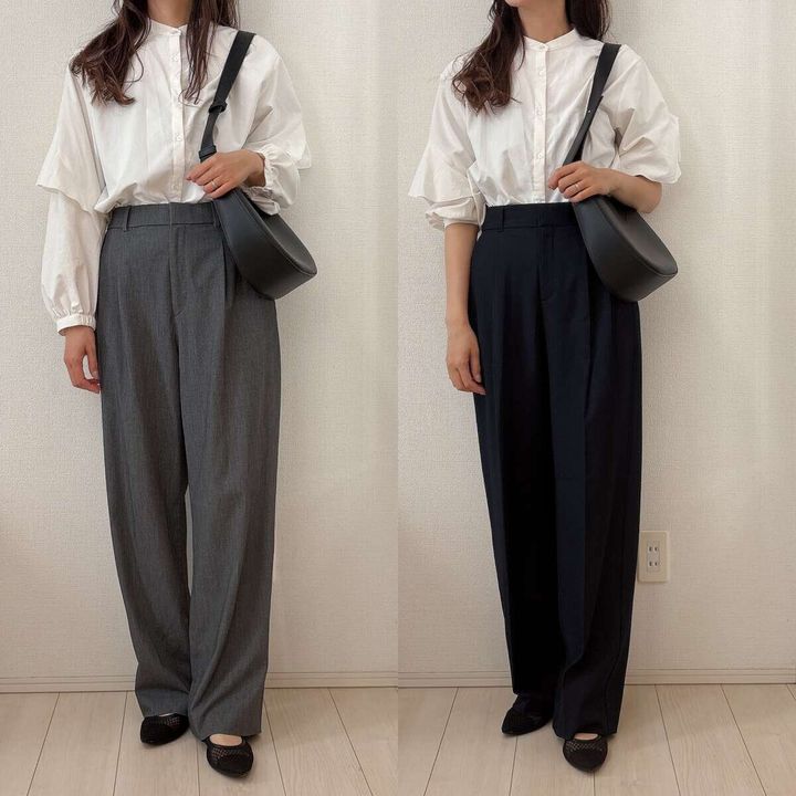 ユニクロGUタックワイドパンツ比較 ブラウス