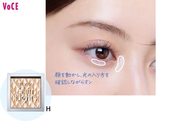 顔を動かし、光の入り方を確認しながらオン