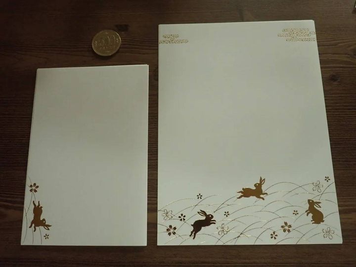 DAISO(ダイソー)：和風レターセット(うさぎ、便箋4枚、封筒2枚)