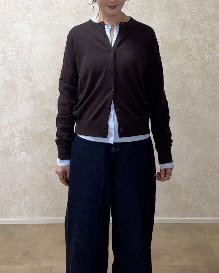 ユニクロUVカットクルーネックカーディガン Mサイズ丈感