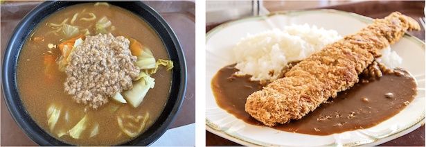 左から、「信州味噌ラーメン」(1200円)、「ラージヒルカレー」(3000円)