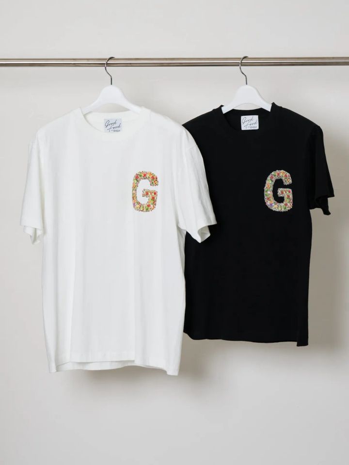 食材Gロゴ Tシャツの白・黒2色展開