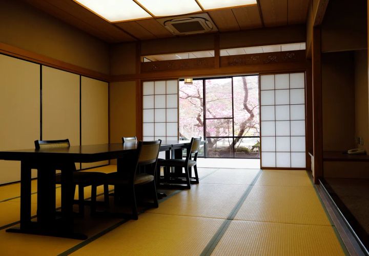 茶莵里の和室個室から見える満開の桜