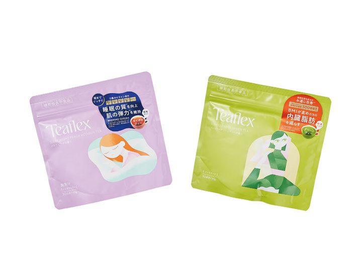 Teaflex 左・「スリープナイト ピーチルイボスティー」、右・「スリムクレンズ グリーンティー」