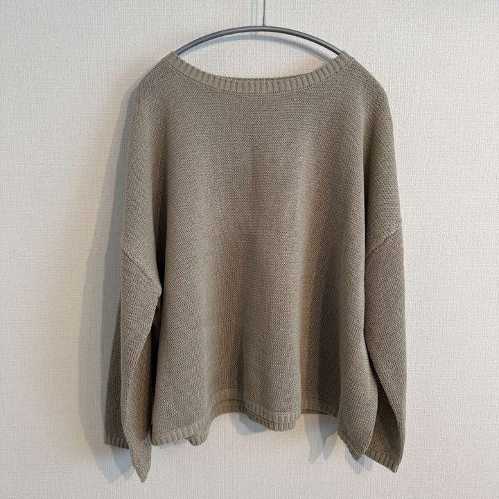 MICA＆DEAL ボートネックルーズニットプルオーバー ベージュ