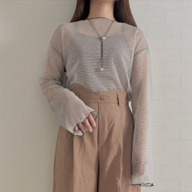 しまむら「シアーボーダープルオーバー」