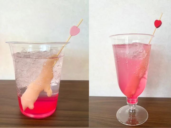 岩下の新生姜サワー（左）、岩下の新生姜ソーダ（右）