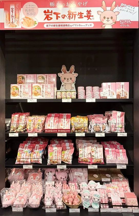 岩下の新生姜関連商品＆イワシカちゃんグッズの物販コーナー