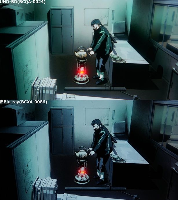 冷ややかで緊張感のある画面が、作品のシリアスさを高めている [c]1993 HEADGEAR／BANDAI VISUAL／TOHOKUSHINSHA／Production I.G ※画像は編集部にてモニターを撮影したもの