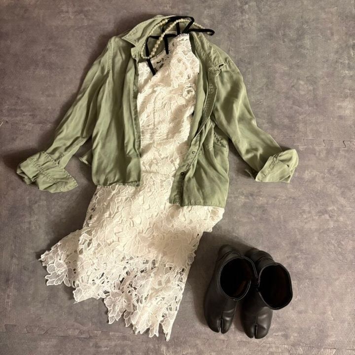 春コーデ ヴィンテージ レース