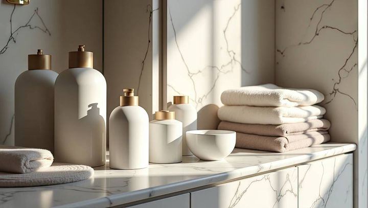 バスルーム 家庭運 上がる ベージュ 白 タオル