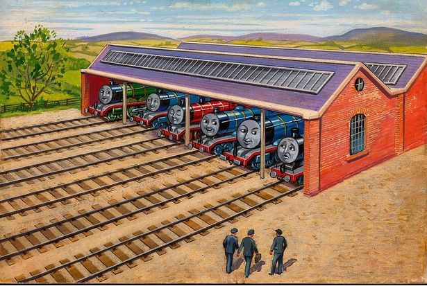 「3だいの機関車－エドワードのたのしい1日」の原画 レジナルド・ダルビー