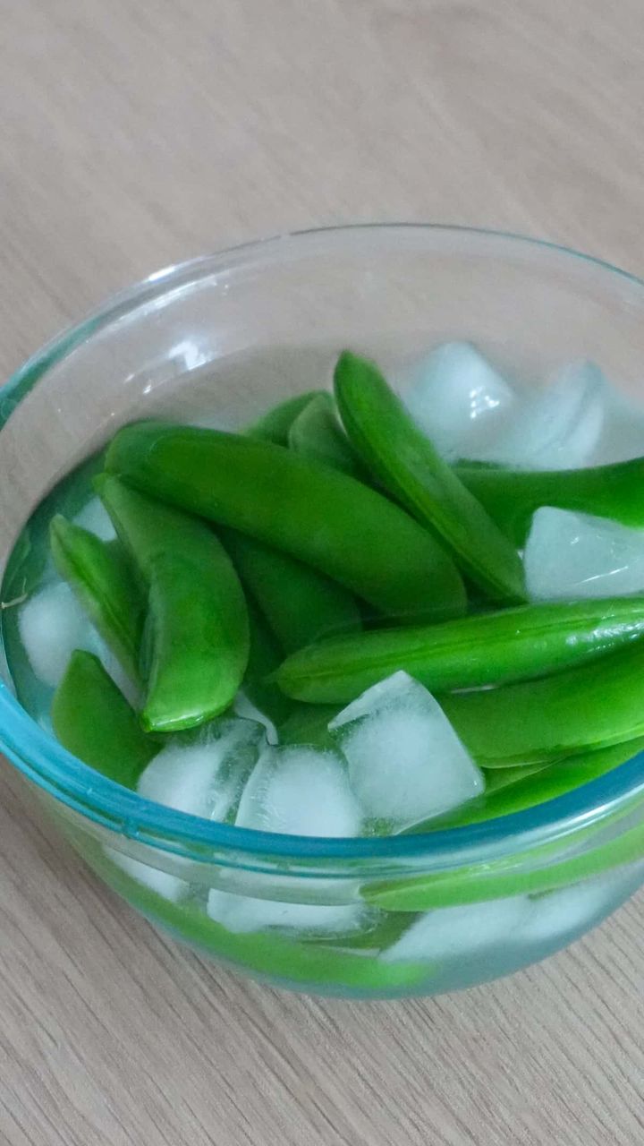 スナップえんどうを冷やすのがポイント