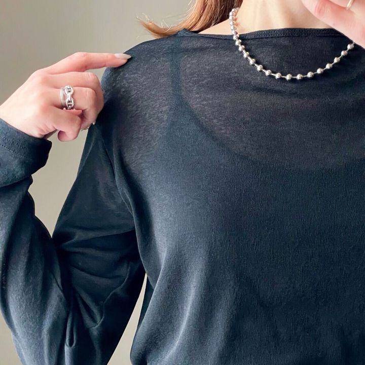 cocaシアージョーゼット長袖トップス 透け感