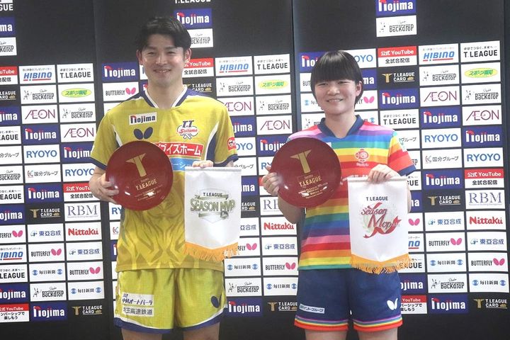 TリーグMVPに輝いた有延大夢、横井咲桜 撮影：SPREAD編集部