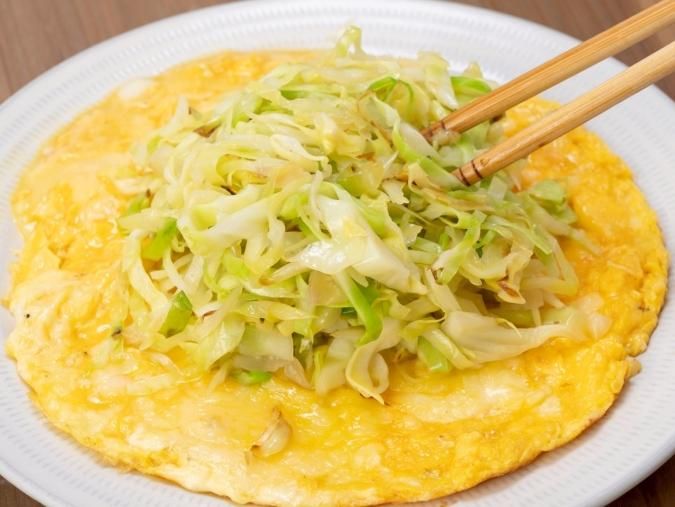 キャベツたっぷりオープンオムレツ