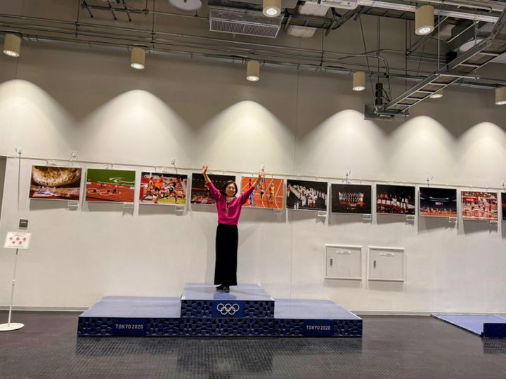 現在の表彰台に乗ってみました。