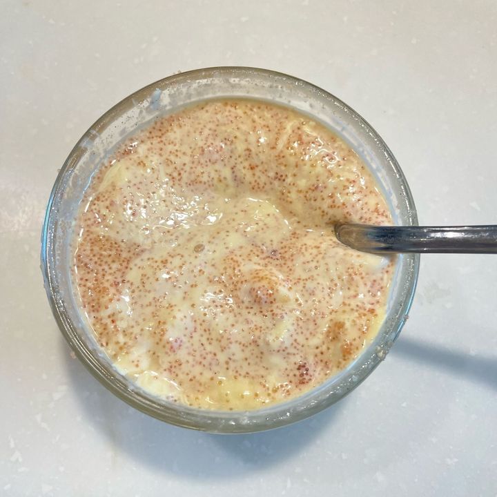 明太ドレッシングを作り、和えます