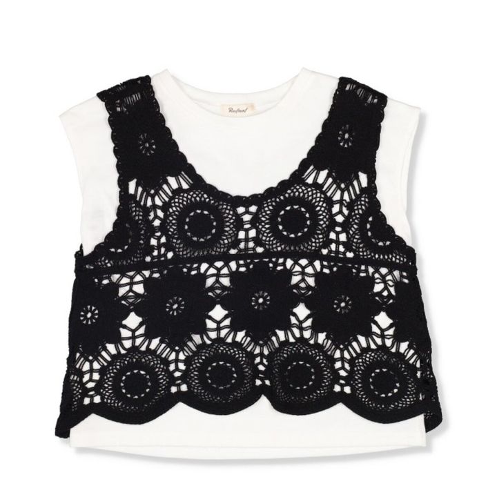 しまむらのクロシェ編みニットビスチェ＆Tシャツセット（しまスタ）