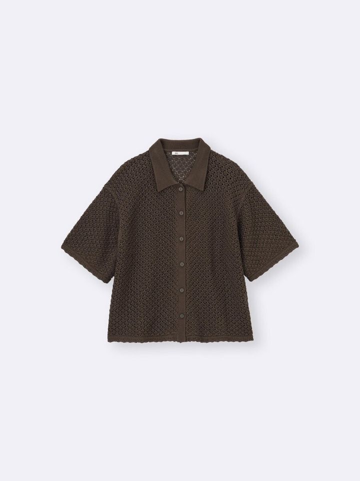 GUの透かし編みニットシャツ