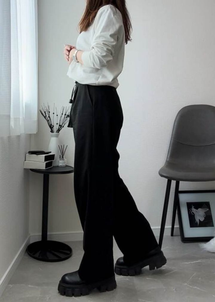 ユニクロ タックワイドパンツ 着回しコーデ全身2