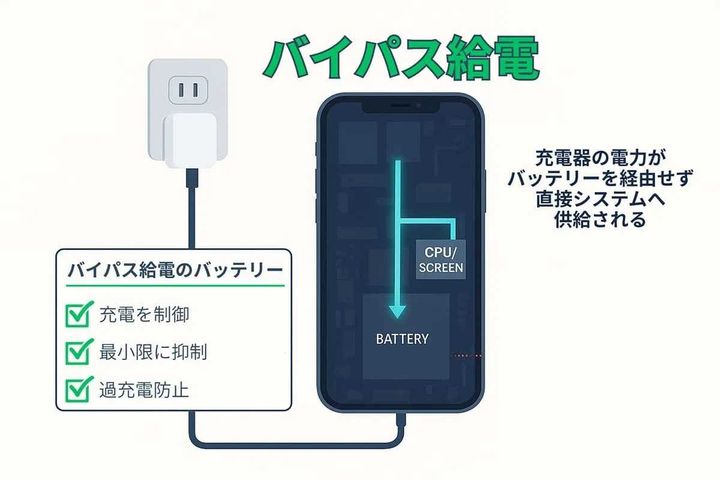 バッテリーを保護するバイパス給電