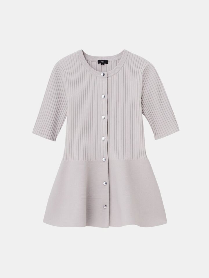 2026plst春大人女性おすすめホールガーメント（R）ペプラム半袖カーディガン