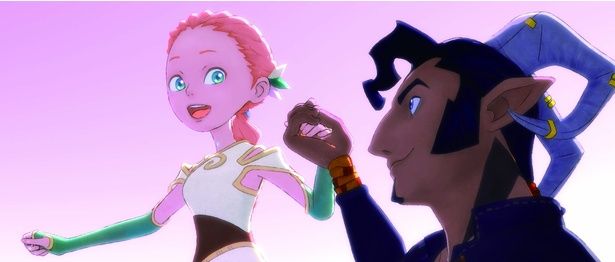 本作のヒロイン、ナギを小芝風花が、愛する者の帰りを信じるガスを吉原光夫が演じる [c] 西野亮廣／「映画 えんとつ町のプペル ～約束の時計台～」製作委員会