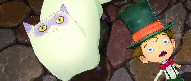 異世界に迷い込んだルビッチを導く不思議ネコ、モフの声をMEGUMIが担当する [c] 西野亮廣／「映画 えんとつ町のプペル ～約束の時計台～」製作委員会