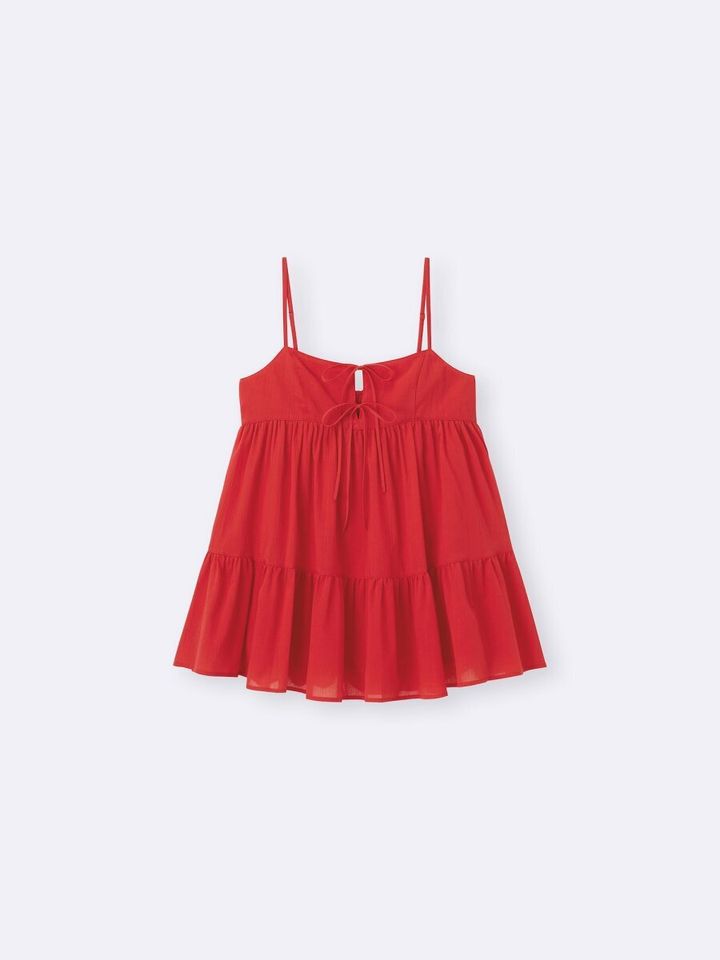 2026gu春大人女性おすすめ赤キャミソールチュニック