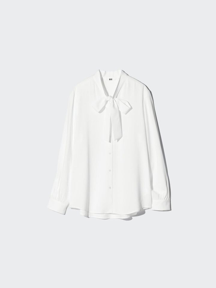 2026春ユニクロ大人女性おすすめレーヨンボウタイブラウス