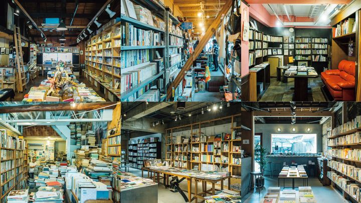 京都〈余波舎〉店内、〈古書善行堂〉店内、〈ba hutte.〉店内、〈MEDIA SHOP〉店内、〈午睡書架〉店内、〈余波舎〉店内