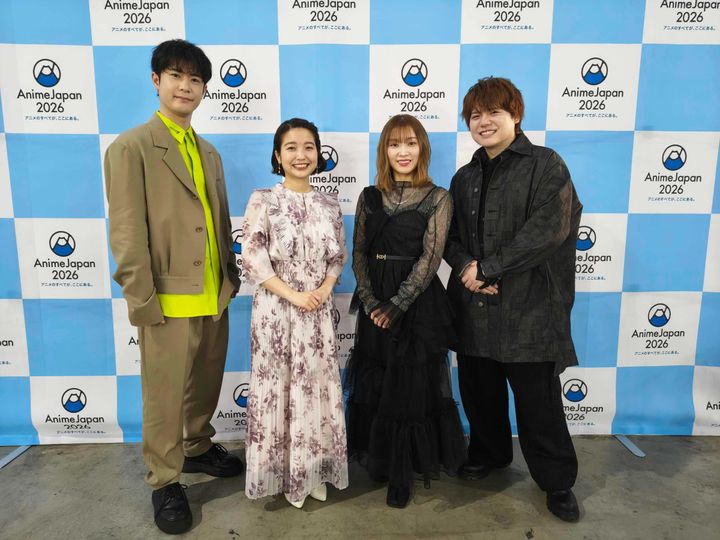 アニメ『メダリスト』AnimeJapan2026 スペシャルステージに出席した（左から）大塚剛央、春瀬なつみ、市ノ瀬加那、内田雄馬 （C）つるまいかだ・講談社／メダリスト製作委員会 width=