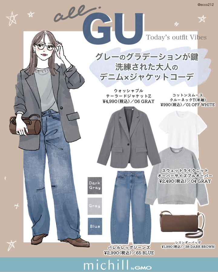 2026春上下GUグレージャケットコーデ