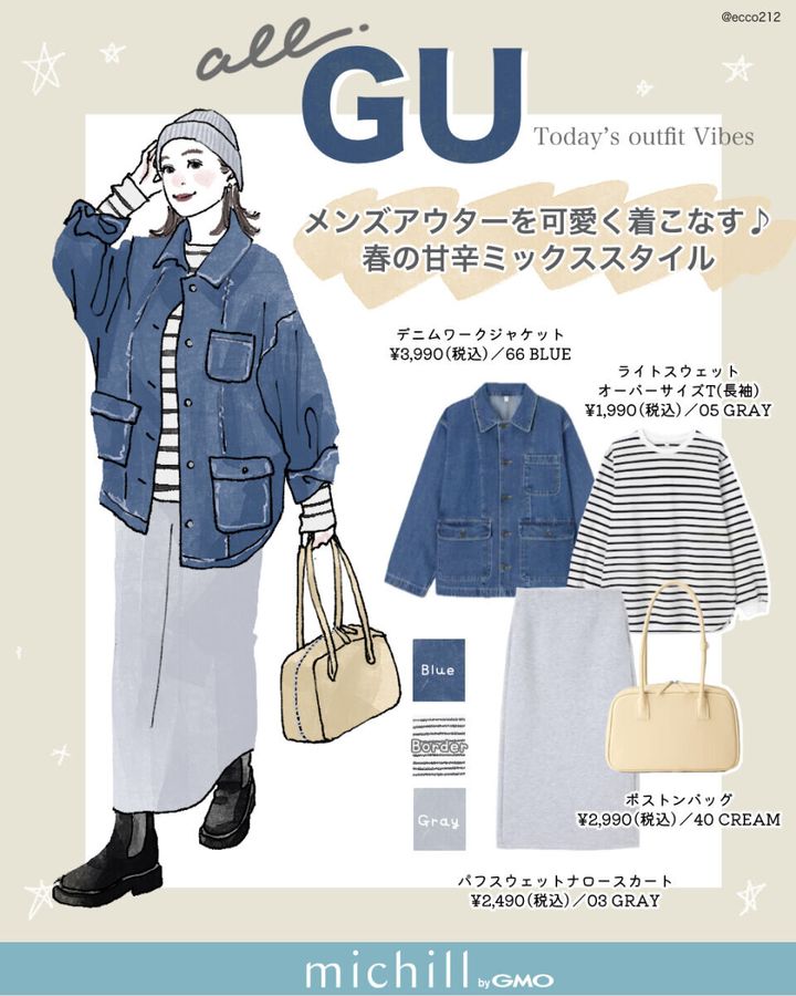 2026春上下GUデニムジャケットコーデ