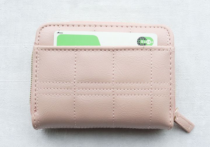 やみつきサイフ ボックスステッチ PINK背面ポケット