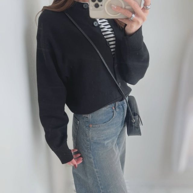 GU「スウェットライクニットドルマンスリーブカーディガン」