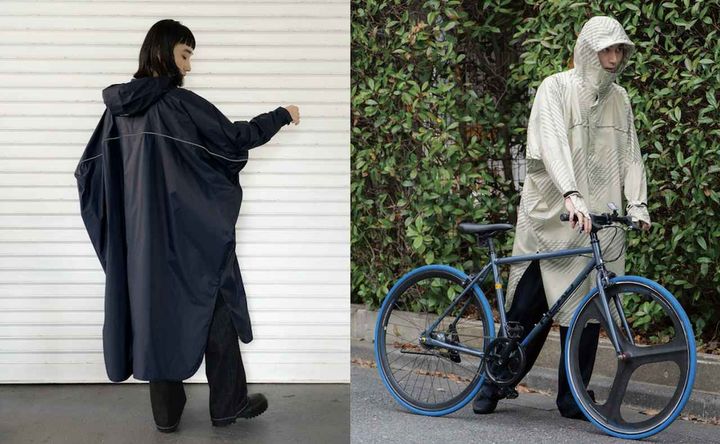 画像: レインバイシクルスリーブポンチョ（ネイビー/ストライプミックス）各¥6,380 出典：ダブリュバイダブリュピーシー