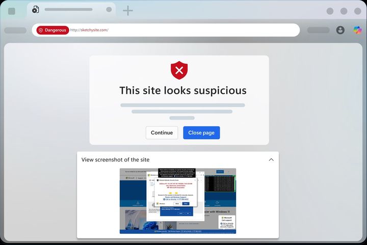 Edge ポップアップ警告