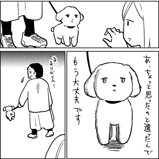 しかし、カマタさんのある行動がわんちゃんのお気に召さず… (C)Miwa Kamata