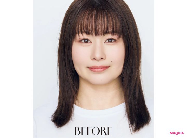 「リファカールアイロン プロ」使った多幸感×今どきニュアンス巻き セミロング ビフォー