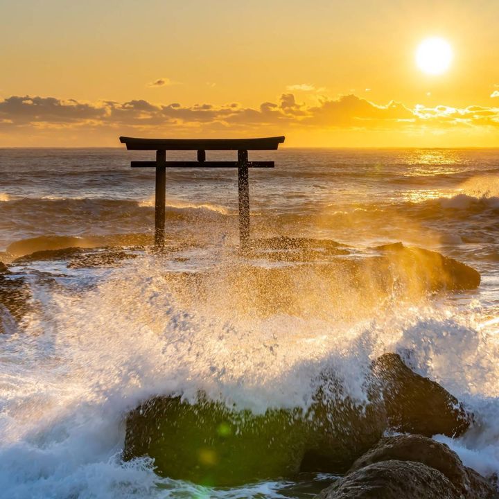 鳥居と海