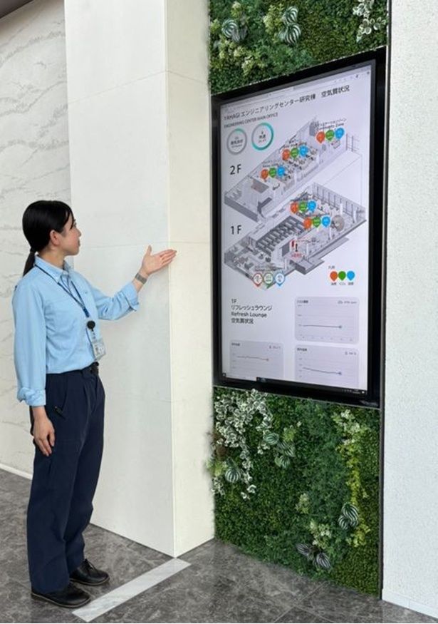 太陽光発電量も確認できるデジタルサイネージ