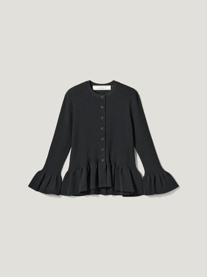 GUのリブフリルカーディガン