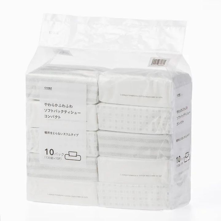 カインズのカインズ やわらかふわふわソフトパックティシュー コンパクト 130組×10個パックのビジュアル