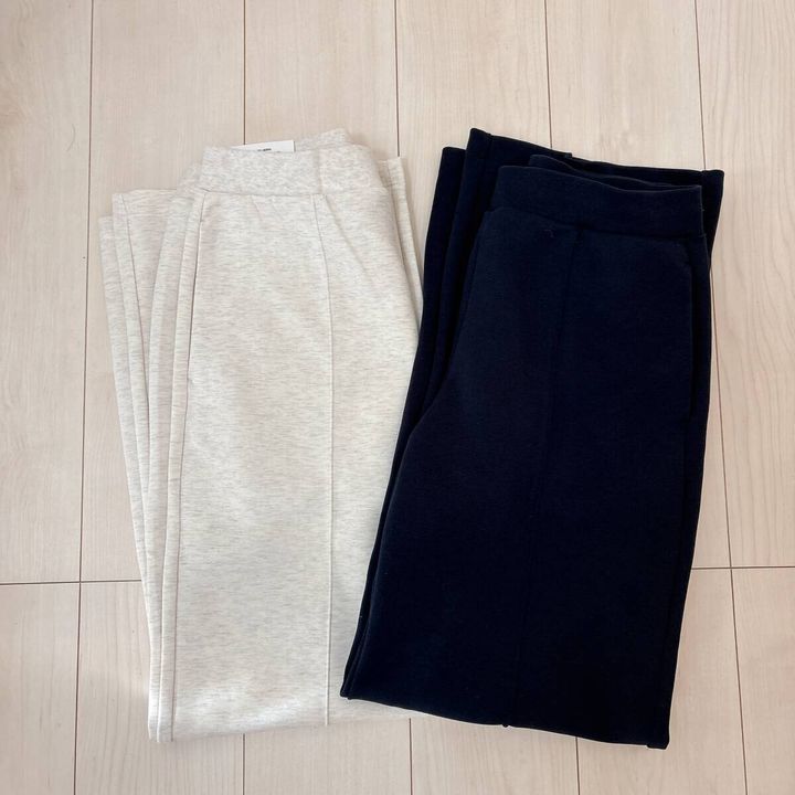 ユニクロ スウェットストレートパンツ ナチュラル×ネイビー2色