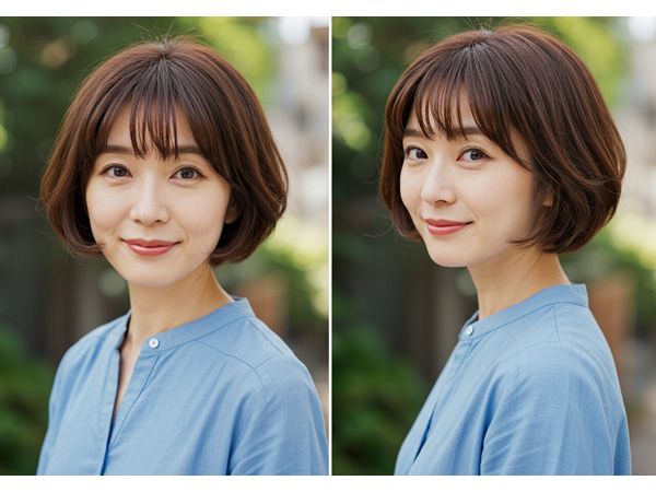 【面長ショート1】丸みふんわりショートボブ